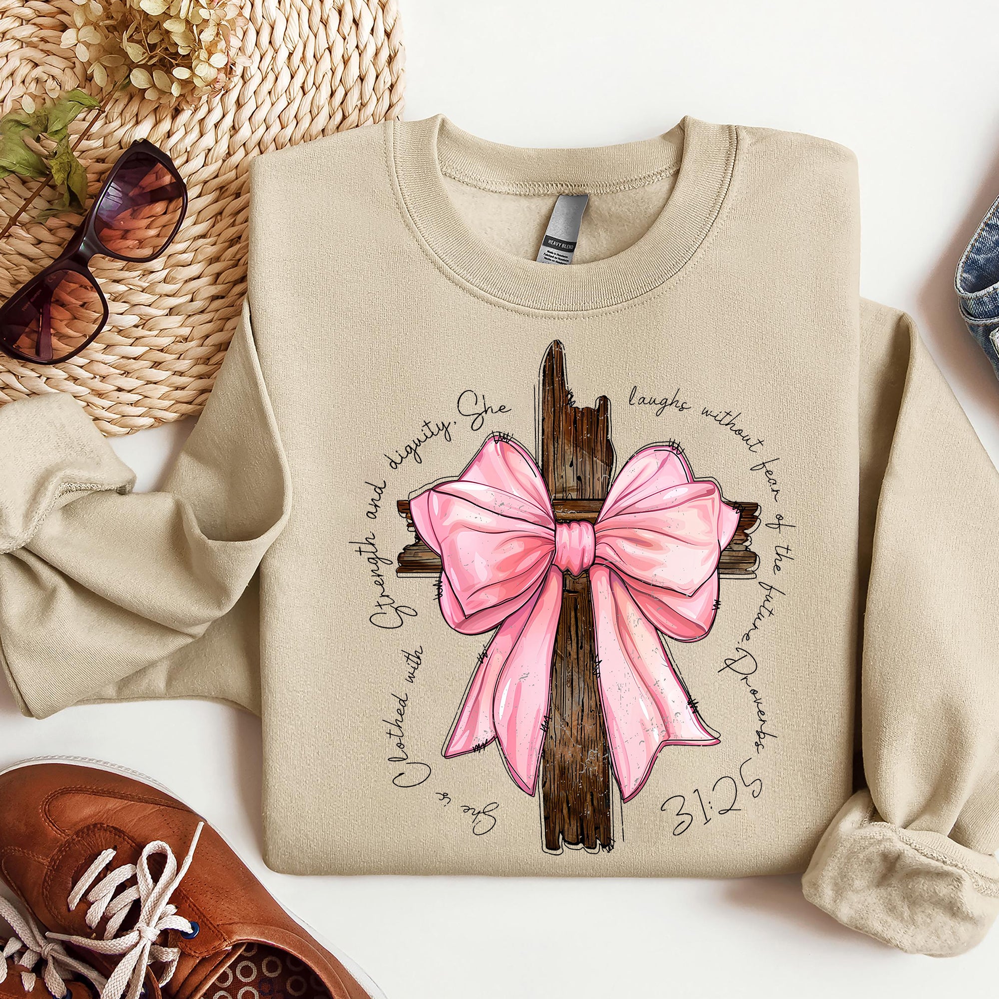 Jesus Coquette Bow Sweatshirt, Nativity Scene Sweatshirt, Baby Jesus Sweatshirt, Bible Verse Shirt. ILAF21